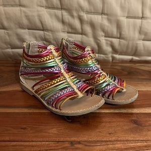 Rainbow gladiator girls sandals. Size 11. Good condition!!